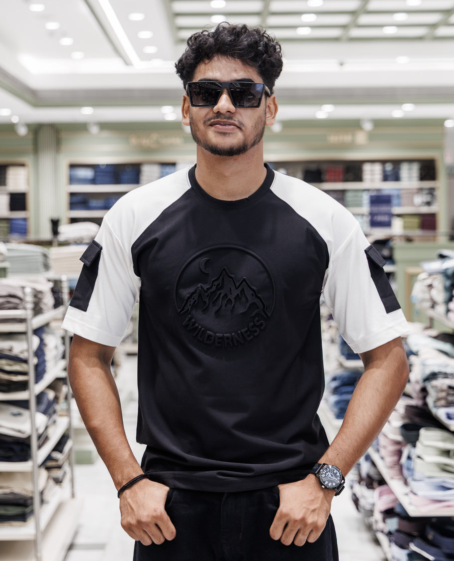 Black Cotton-Blended T-Shirt