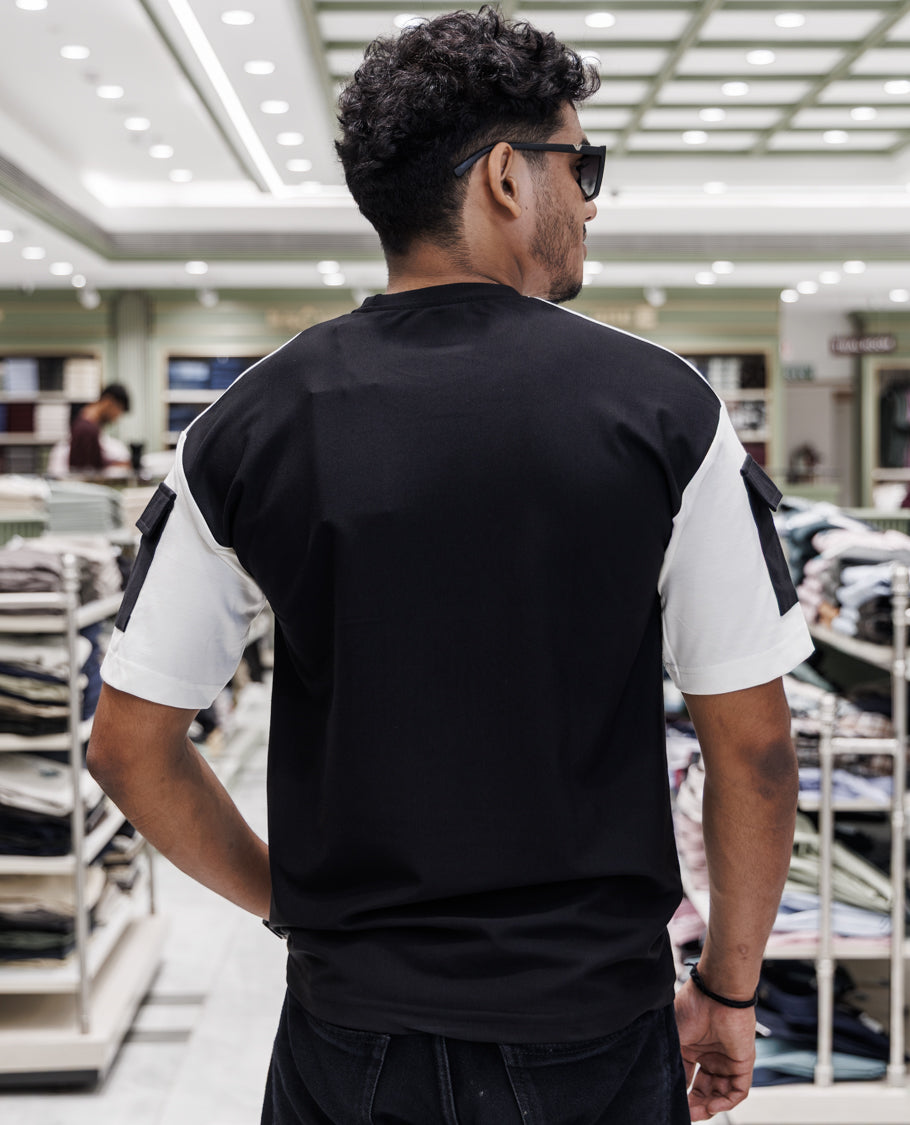 Black Cotton-Blended T-Shirt