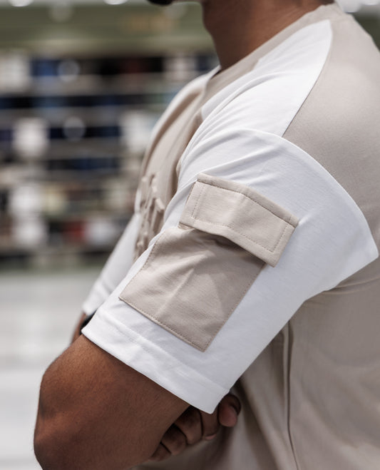 Beige Cotton-Blended T-Shirt