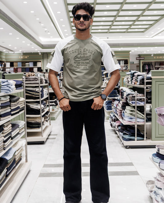 Green Cotton-Blended T-Shirt