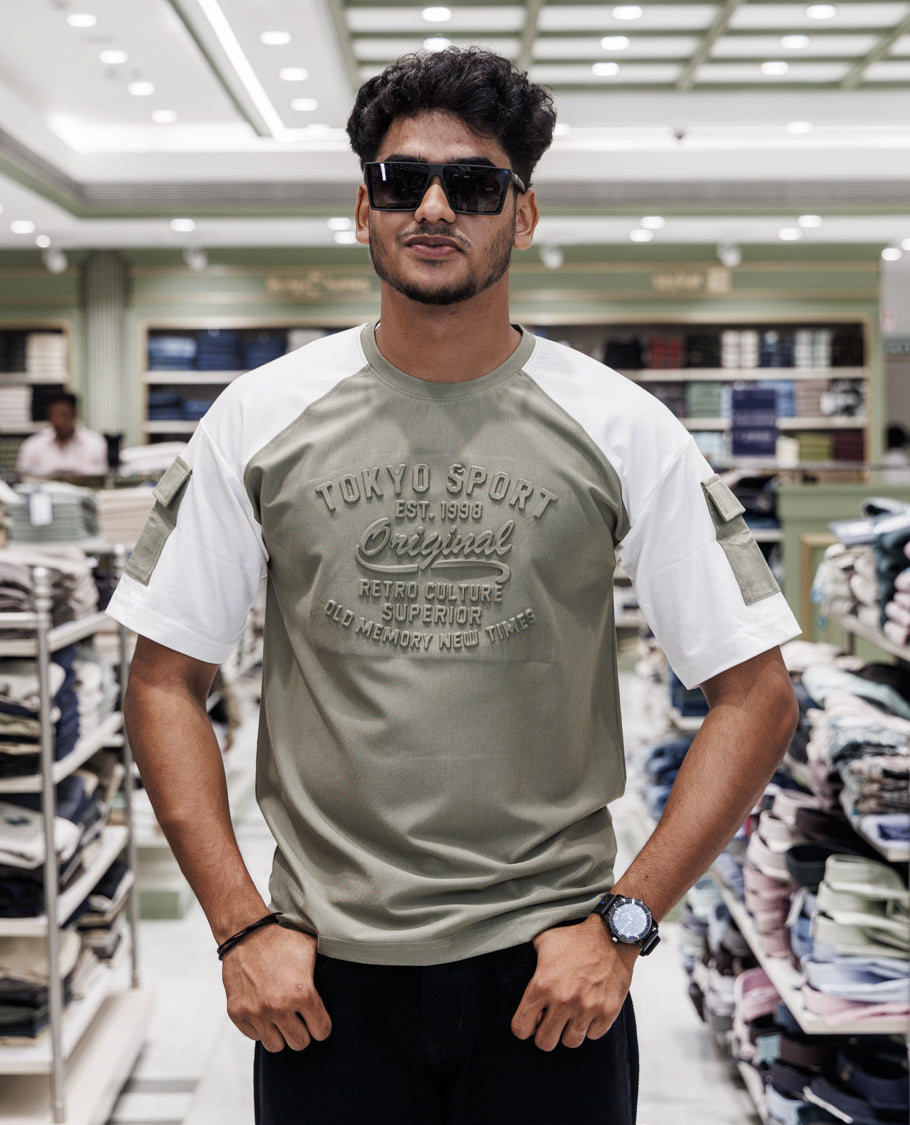 Green Cotton-Blended T-Shirt