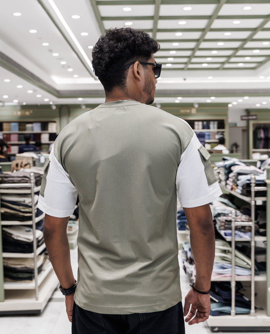 Green Cotton-Blended T-Shirt