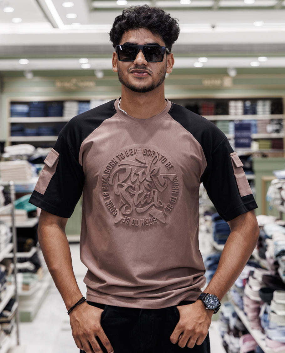 Brown Cotton-Blended T-Shirt