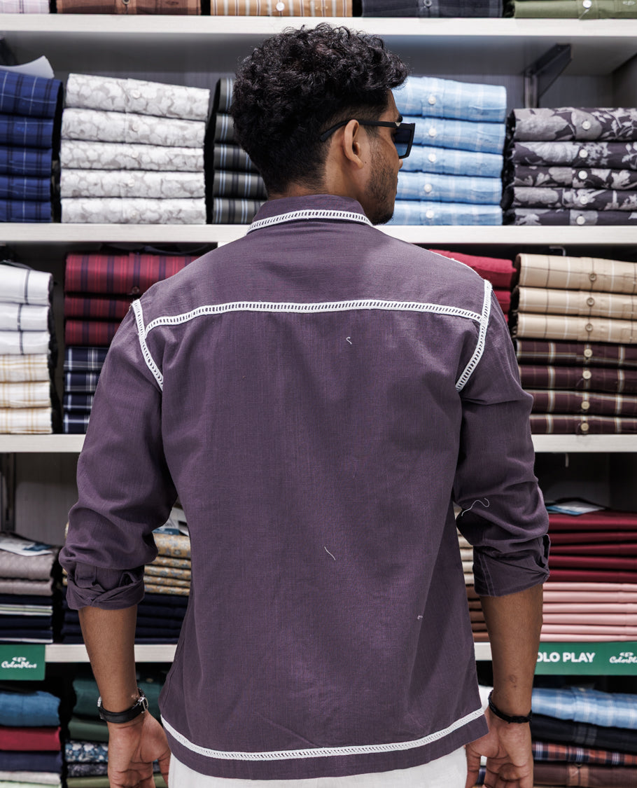 Lilac Cotton-Blended Casual Shirt