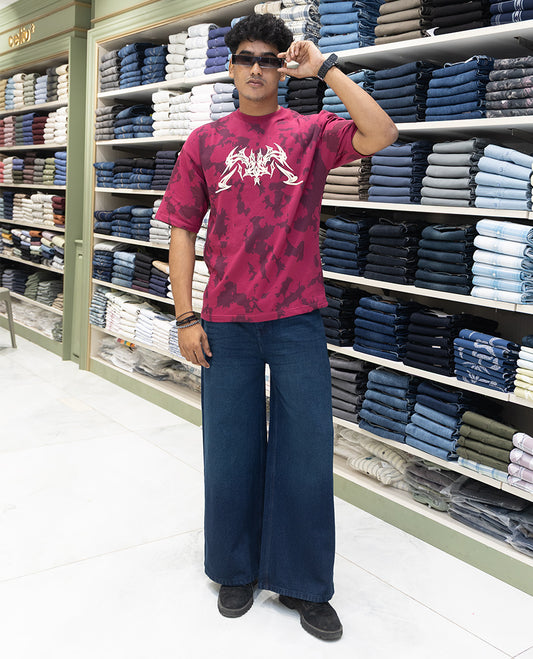 Red Cotton-Blended T-Shirt