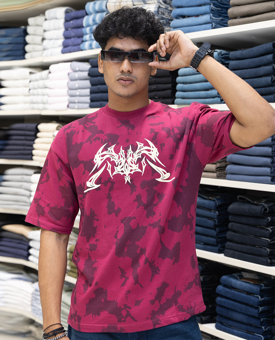 Red Cotton-Blended T-Shirt
