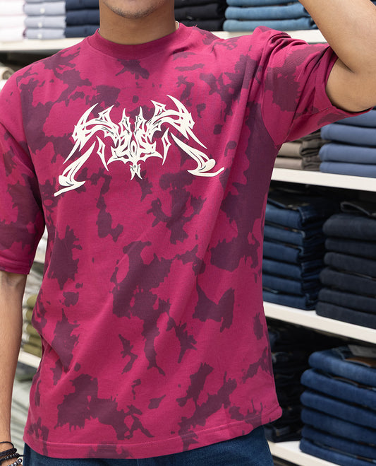 Red Cotton-Blended T-Shirt