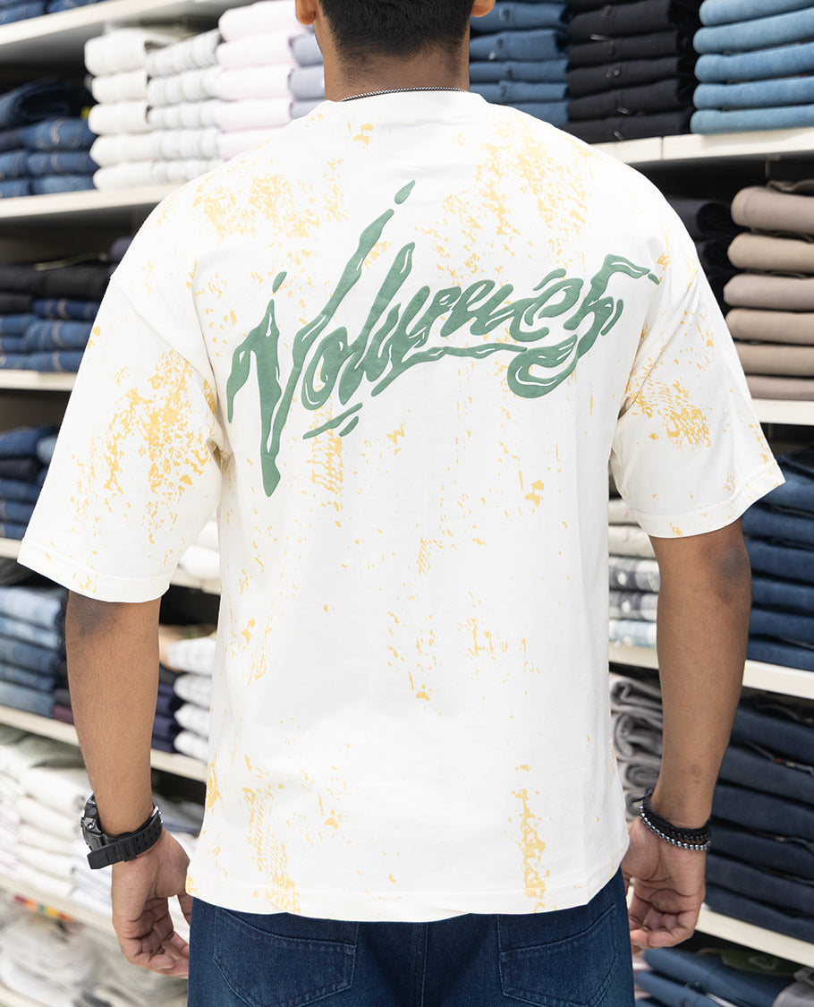 Cream Oversized Cotton-Blended T-Shirt