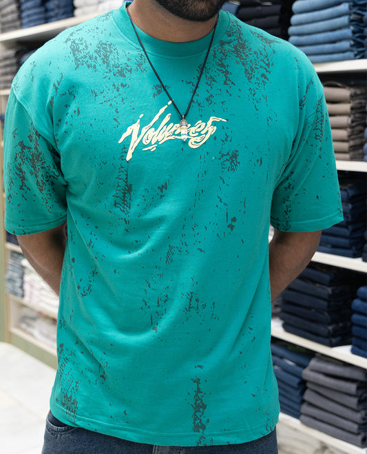 Green Oversized Cotton-Blended T-Shirt