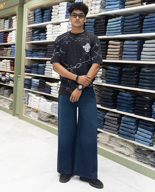 Black Oversized Cotton-Blended T-Shirt