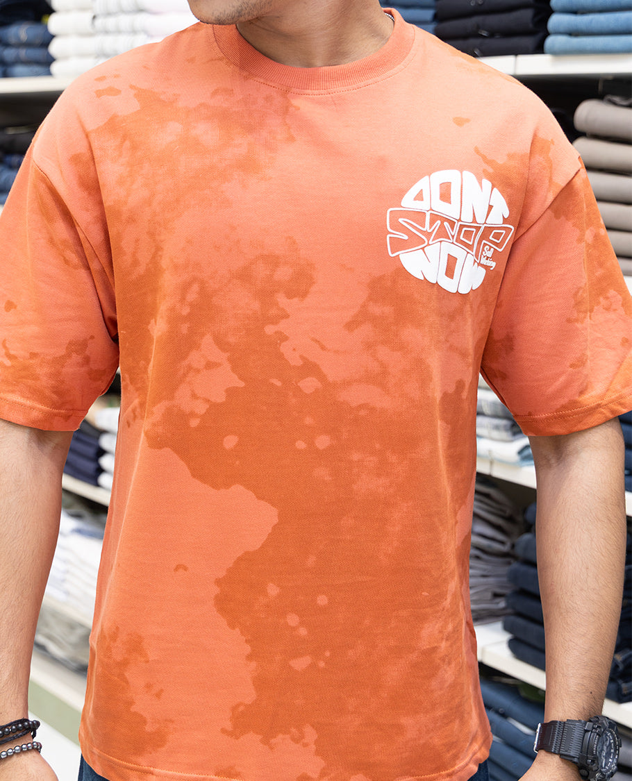 Orange Oversized Cotton-Blended T-Shirt