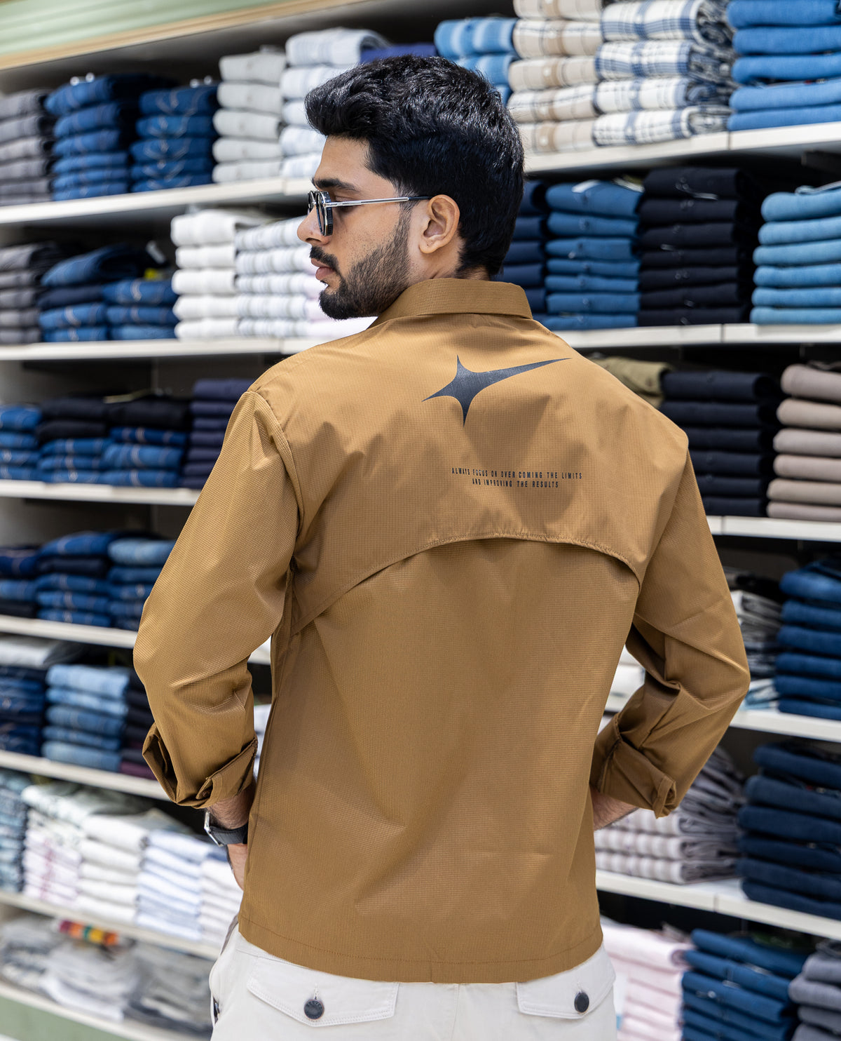 Coffee Poly-Blended Casual Shirt