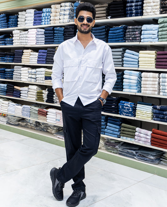 White Regular Fit Poly-Blended Casual Shirt