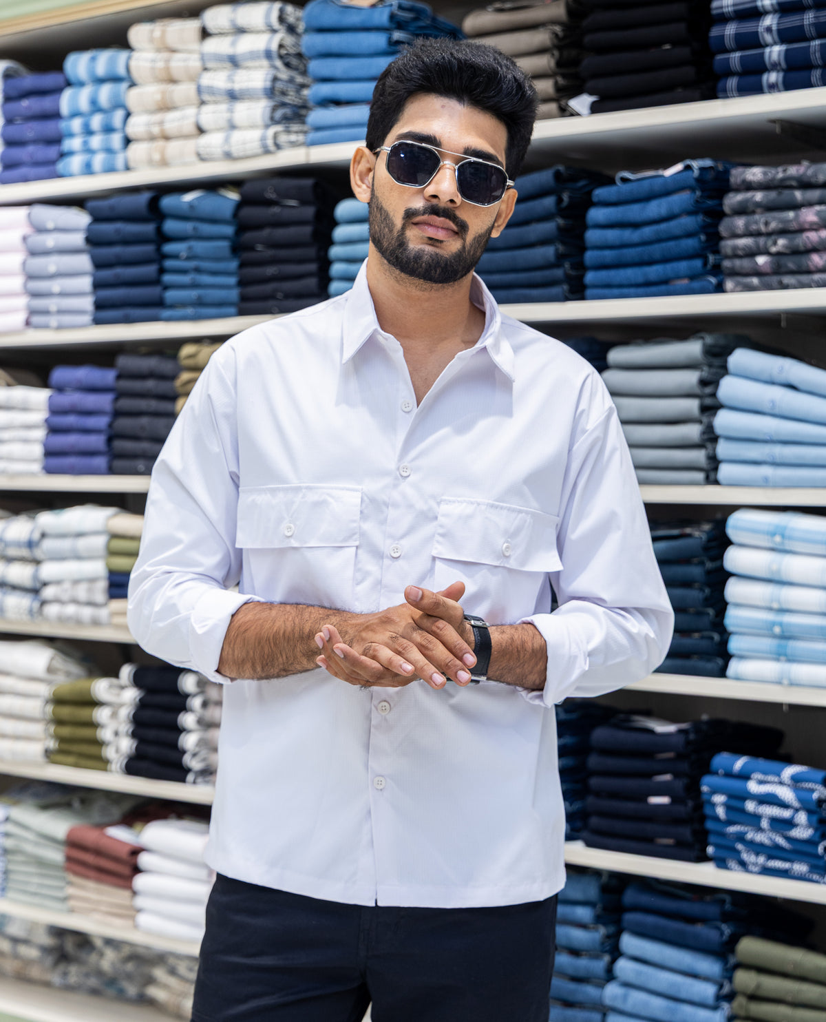 White Regular Fit Poly-Blended Casual Shirt