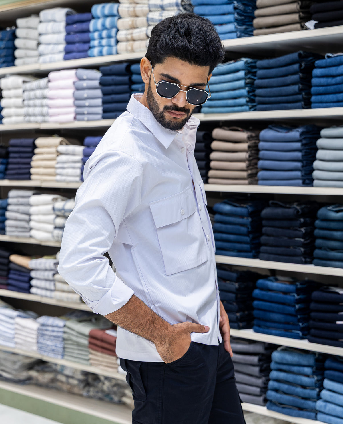 White Regular Fit Poly-Blended Casual Shirt