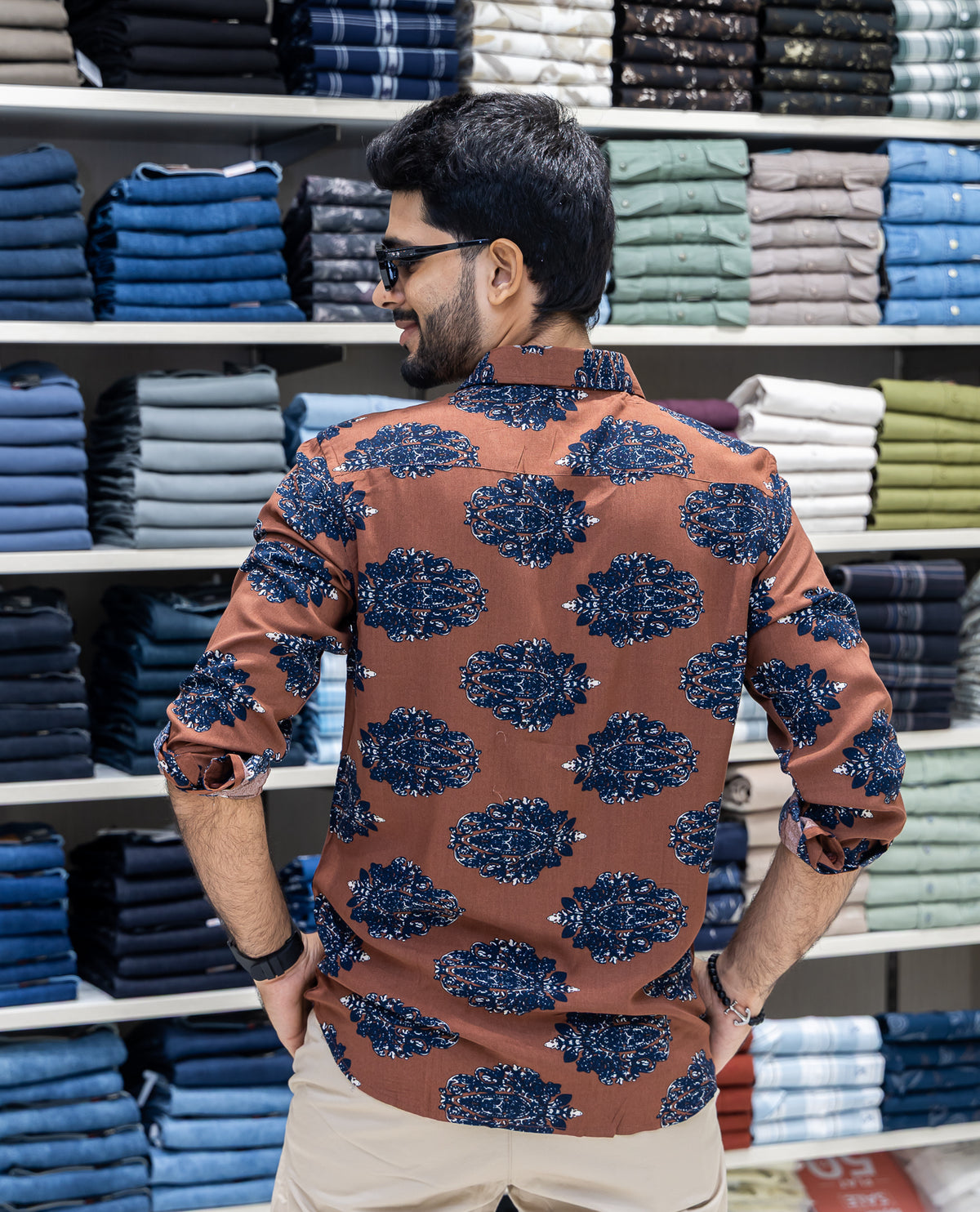 Brown Viscose-Blended Casual Shirt