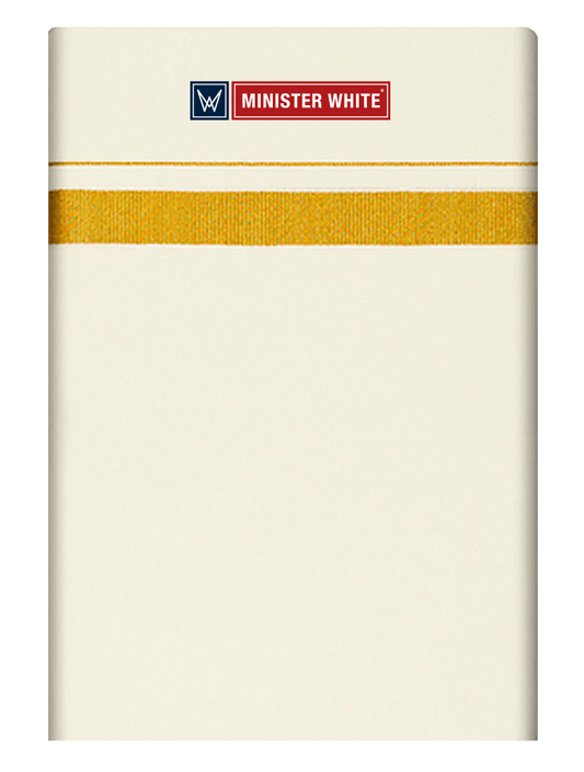 Mens Cotton Cream Single Layered Dhoti with 3/4" Gold Jari Border  - Advik 3/4