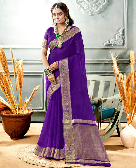Violet Plain Crushed Tissue Designer Catalog Saree