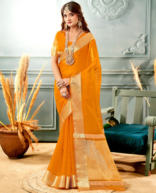 Orange Plain Crushed Tissue Designer Catalog Saree