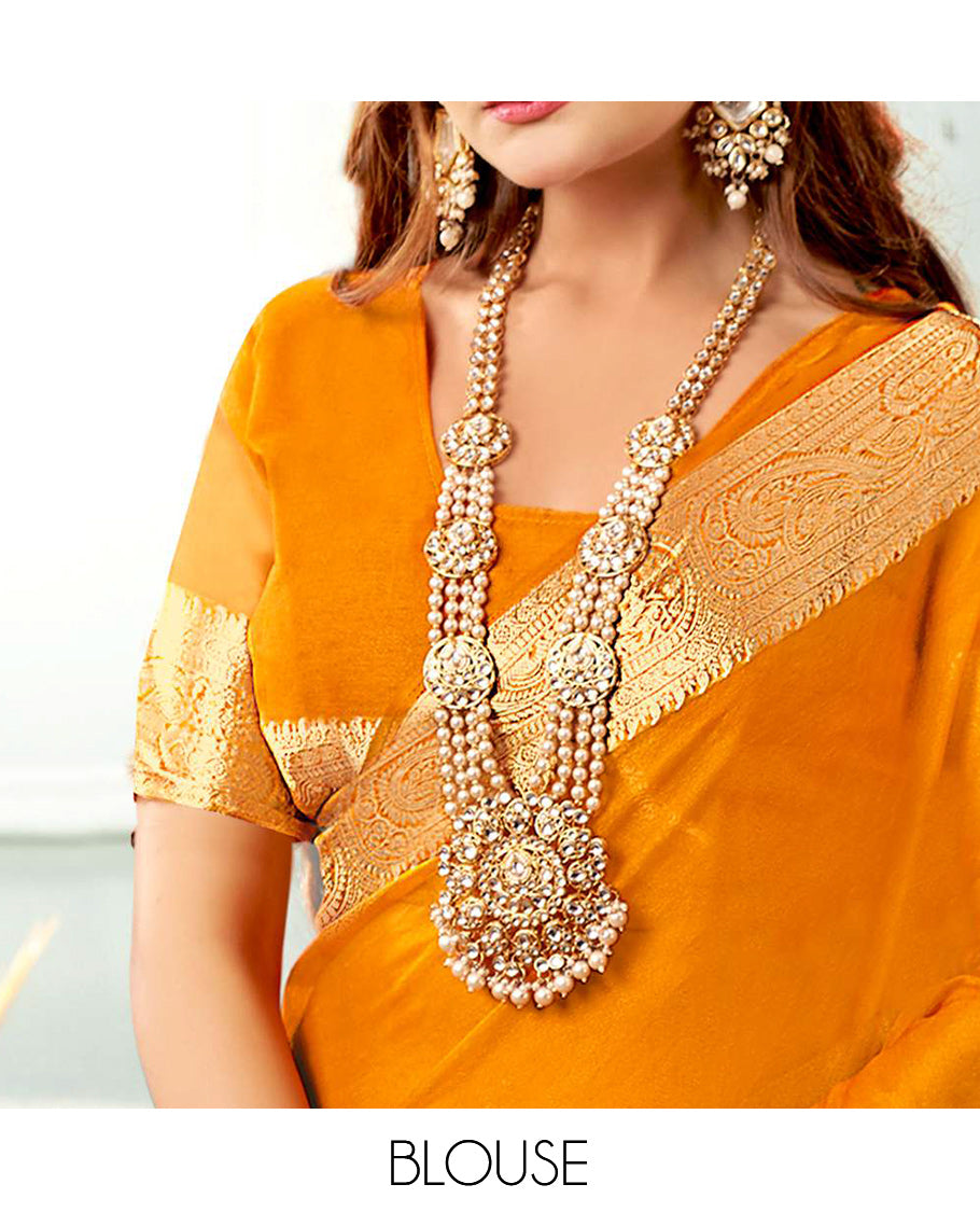 Orange Plain Crushed Tissue Designer Catalog Saree
