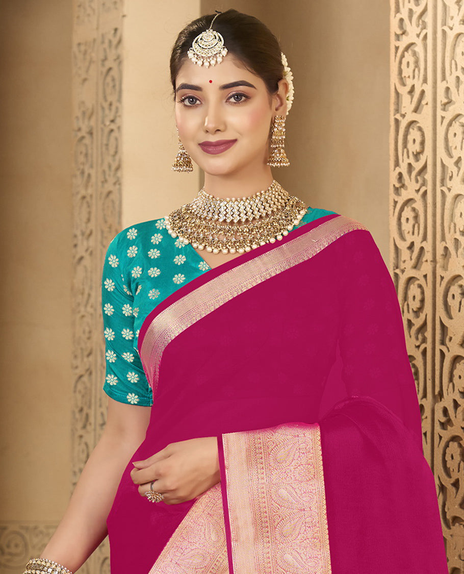 Pink Plain Fancy Organza Designer Catalog Saree