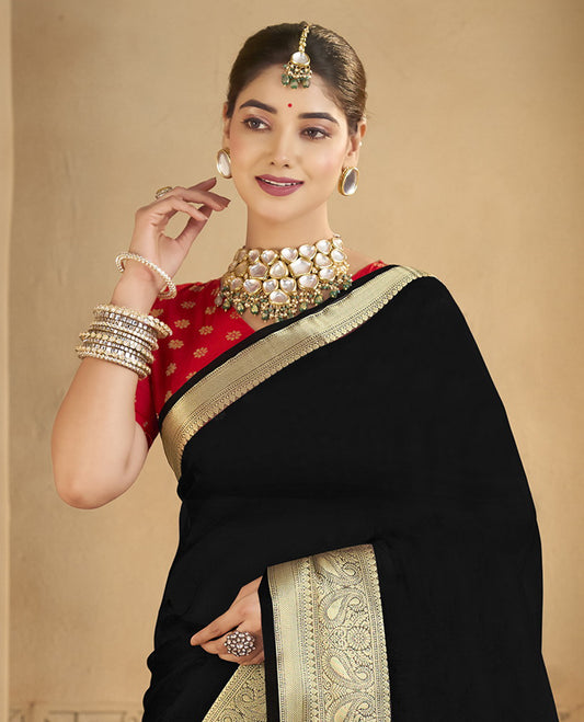 Black Plain Fancy Organza Designer Catalog Saree