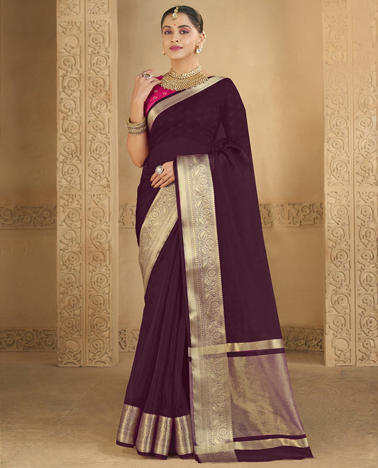 Purple Plain Fancy Organza Designer Catalog Saree