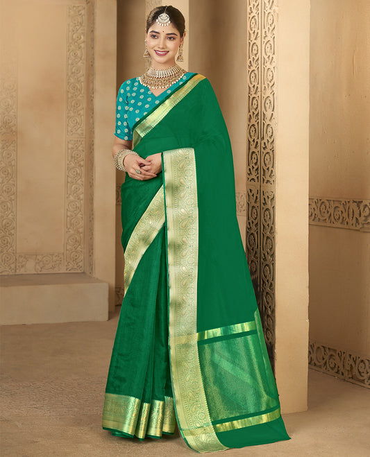 Green Plain Fancy Organza Designer Catalog Saree