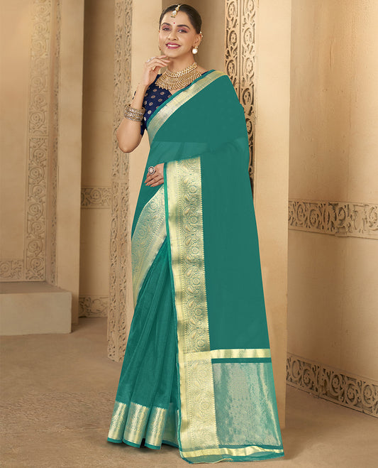 Rama Plain Fancy Organza Designer Catalog Saree