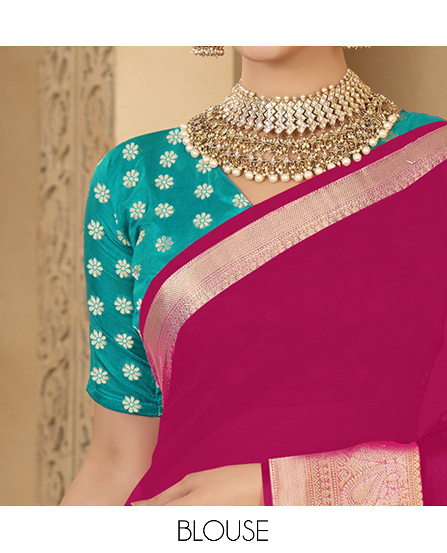 Pink Plain Fancy Organza Designer Catalog Saree