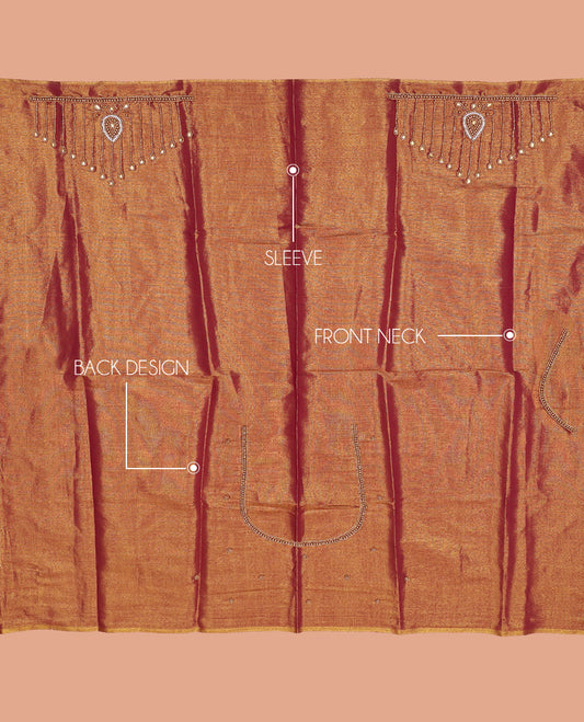 Orange Aari Blouse Material