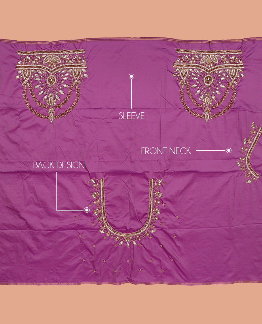 Purple Aari Blouse Material