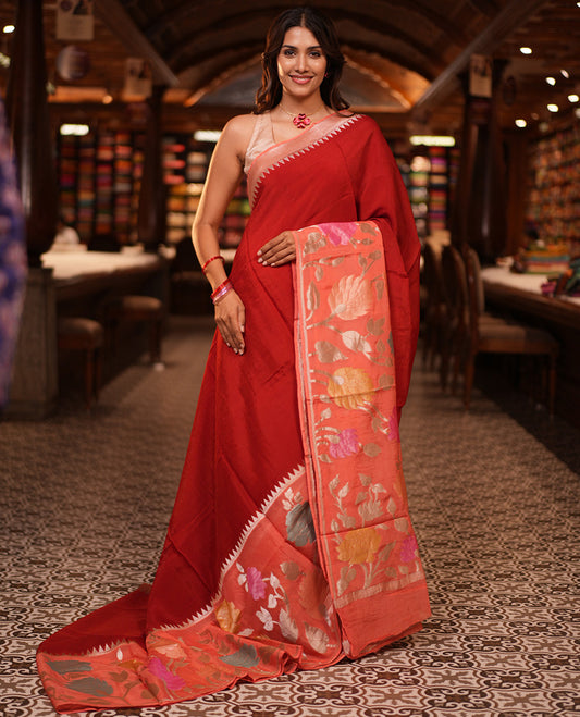 Maroon Plain Viscose Georgette Saree