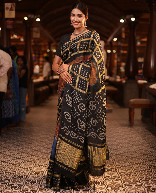 Brown-Base Dola Silk
