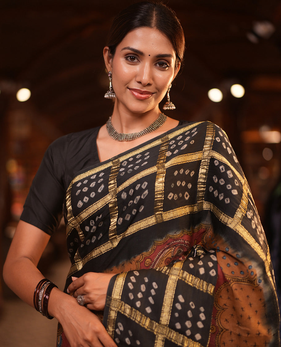 Brown-Base Dola Silk