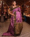 Onion Pink-Mehendi Zari Buttas Mayuri Lite Silkmix Saree, Contrast Border, Grand Pallu, Contrast Blouse