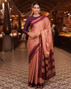 Onion Pink Fancy Mysore Silk Saree Features Checks, Contrast Traditional Double-Pet Border, Rich Pallu, Contrast Blouse