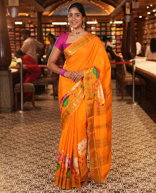 Orange Mysore Silk Saree