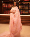 Baby Pink Embroidered Organza Saree