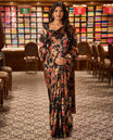 Black colorful floral design digital printed Nara Chiffon blouse material