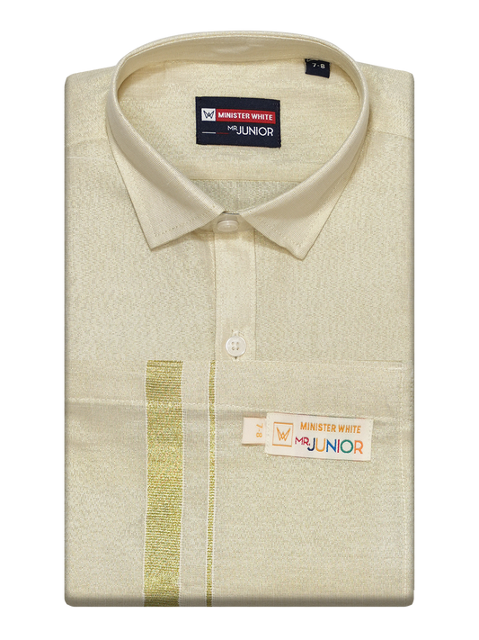 Boys Tissue Brass Colour Shirt with Dhoti Combo Ambitious Boy