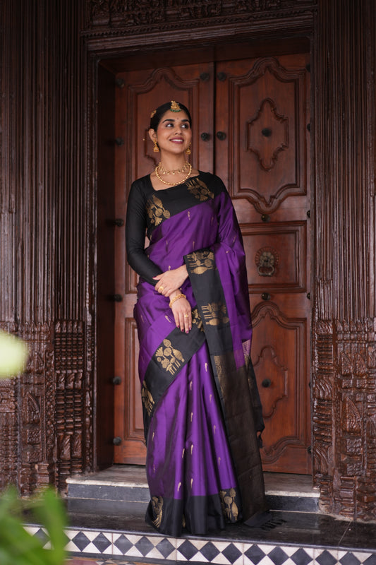 Vadamalli Buttas Vasundhara Lite Silk Mix Saree, Contrast Border