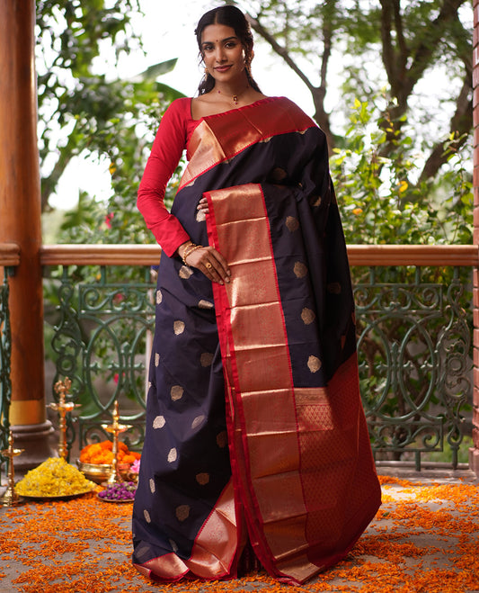Wine Zari Butta Budget Silk Saree