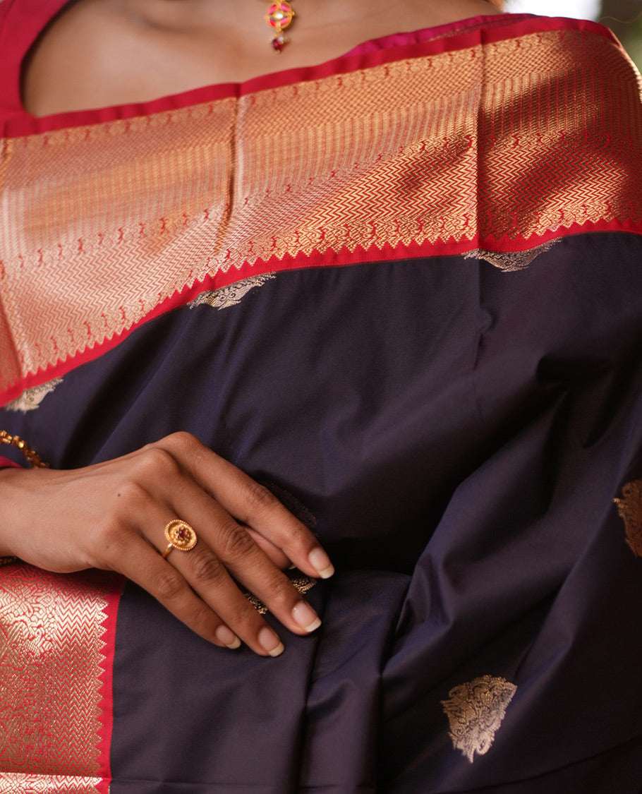 Wine Zari Butta Budget Silk Saree