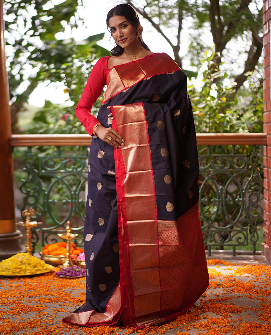 Wine Zari Butta Budget Silk Saree