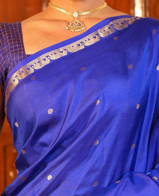 M.s Blue Zari Butta Vasundhara Silk Saree