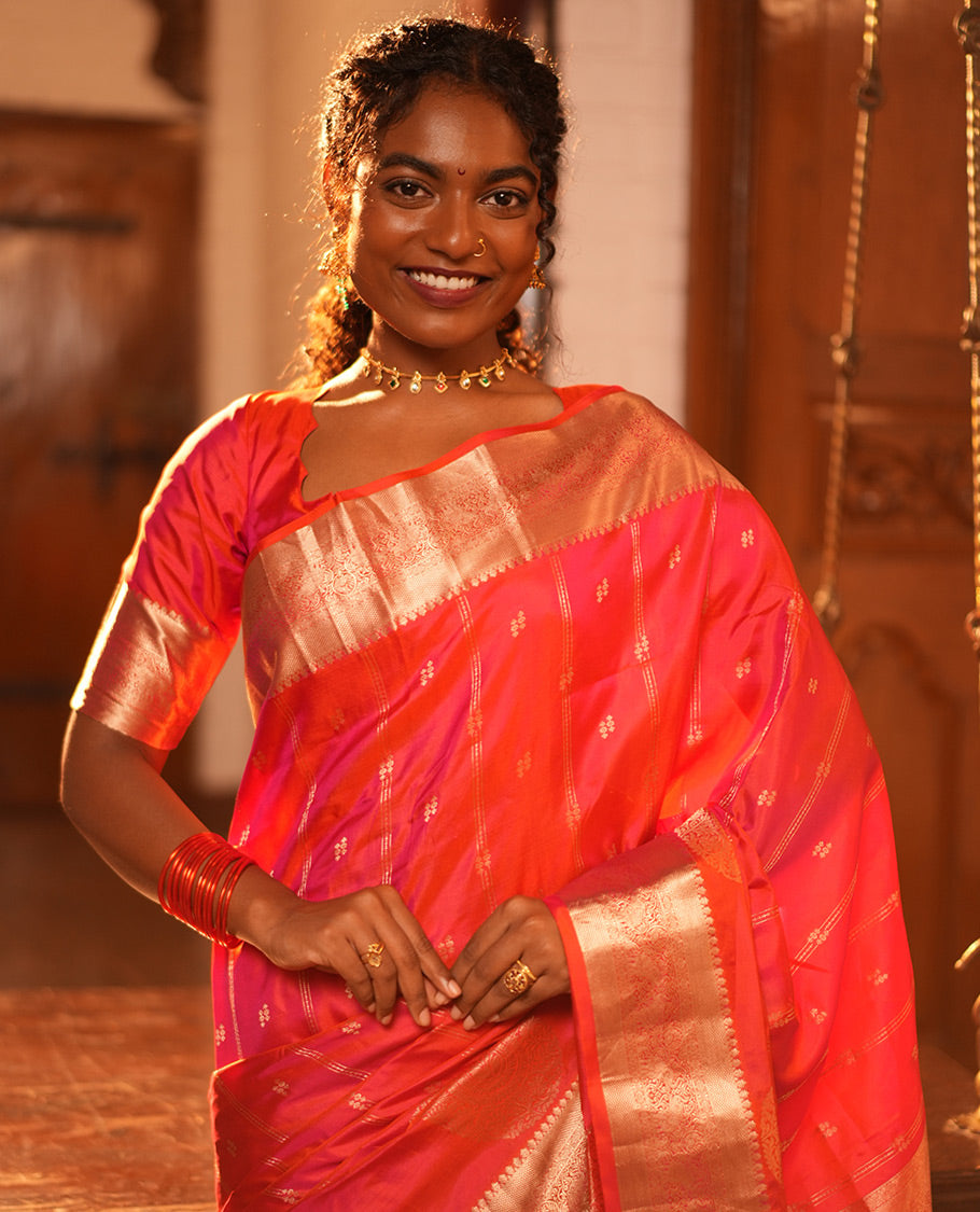 Pink Peach Vasundhara Silk Saree