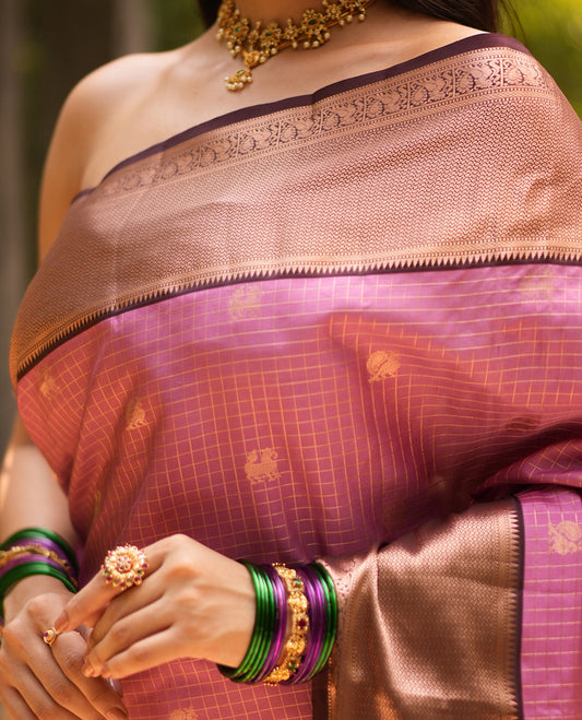 Onion Pink and Brown Vasundhara Silk Saree