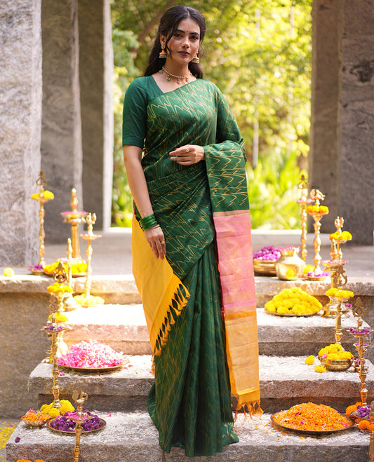 Borderless Green Vasundhara Silk Saree