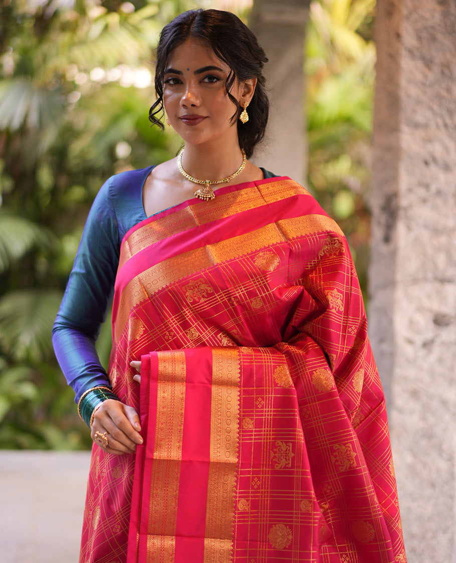 Reddish Pink Budget Silk Saree